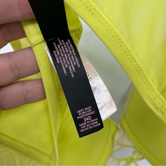 NWT Victoria's Secret Womens Bra Push Up Padded Very Sexy Floral Lace 34D yellow - Picture 5 of 6
